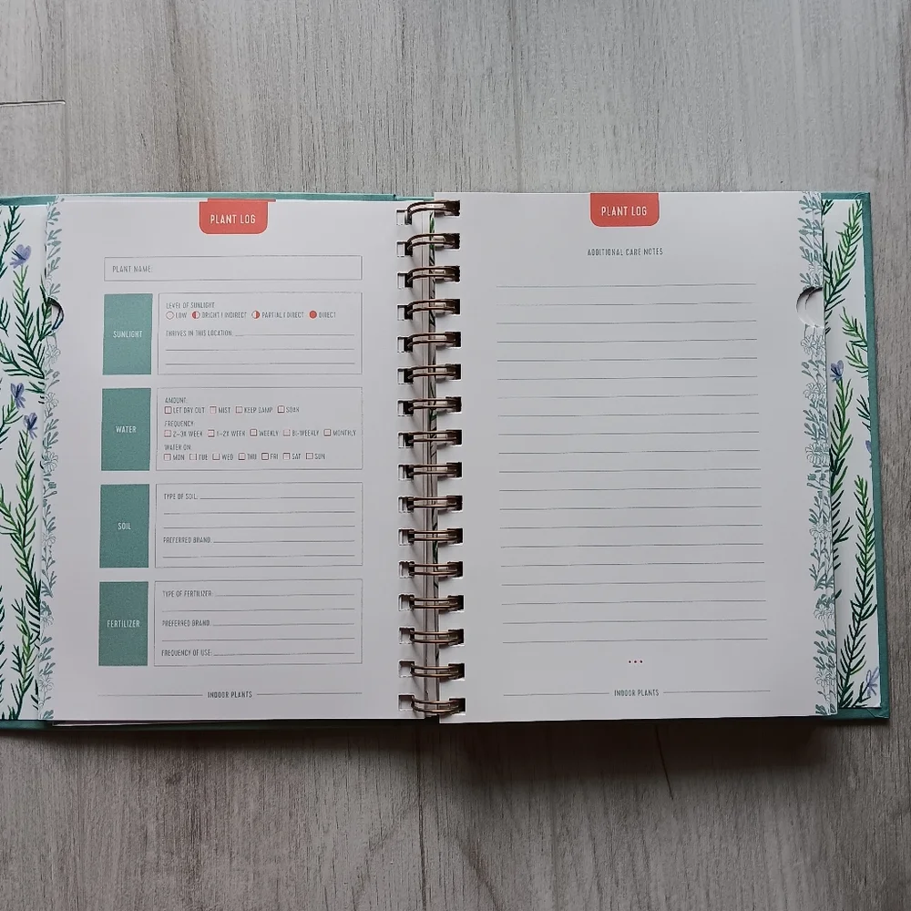 New I Love My Plants Gardening Journal Spiral Bound Sections Graphs Notes Info